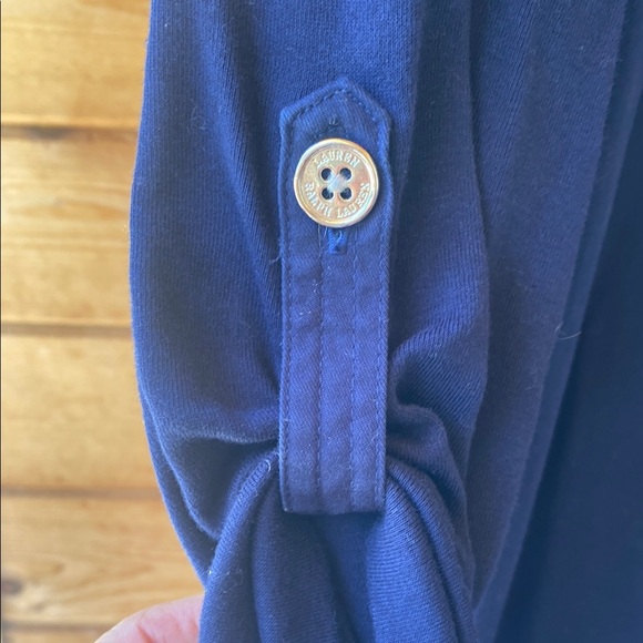 Ralph Lauren Blue 3/4 Sleeve Button Down Shirt with Mandarin Collar - Picture 3 of 5